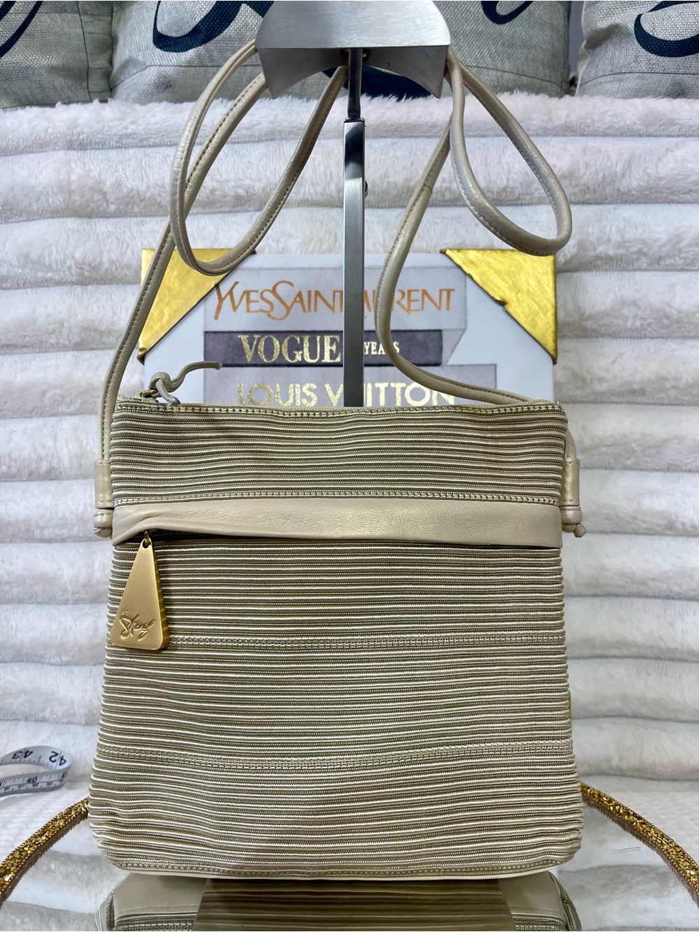 Sharif Beige Crossbody Bag Made in USA